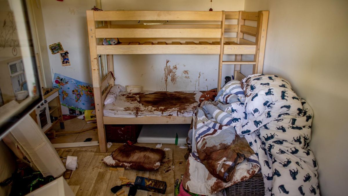 Una habitación de niños en una vivienda del kibutz Nir Oz, asaltado por Hamás el 7 de octubre.