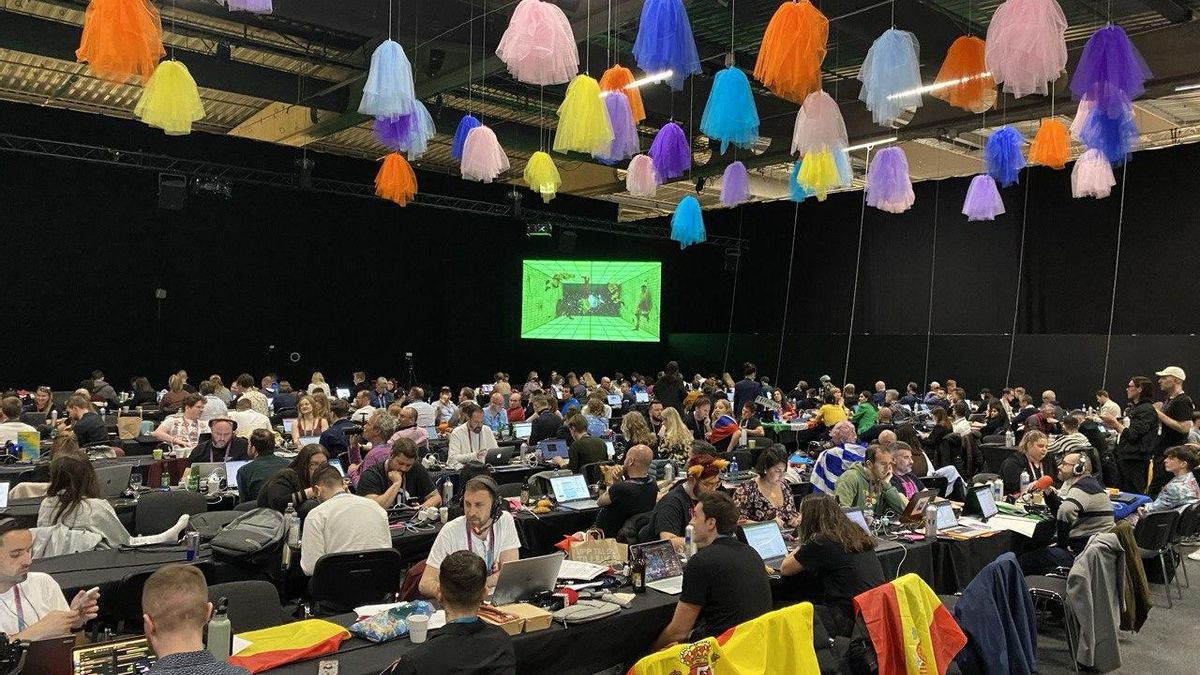 Imagen del centro de prensa del Malmö Arena de Eurovisión 2024