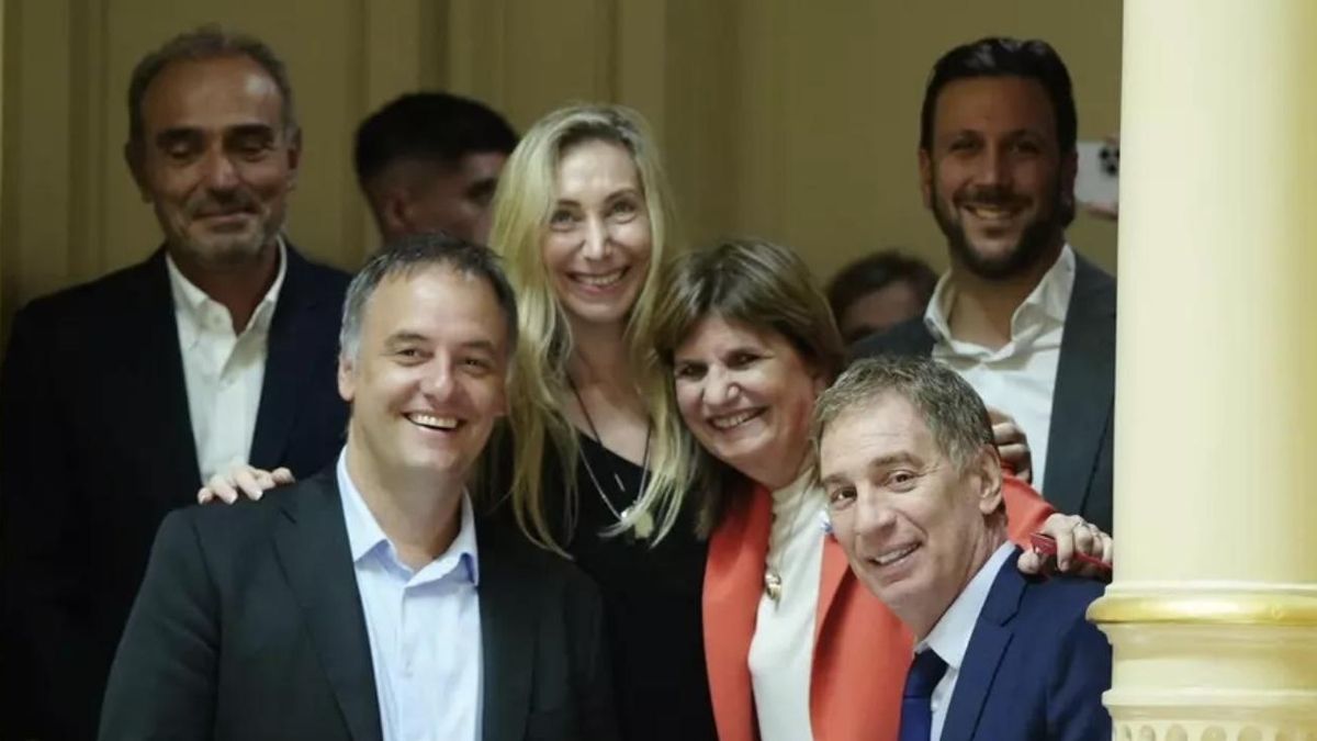 Patricia Bullrich con Karina Milei, Lule Menem y Diego Santilli en el Senado