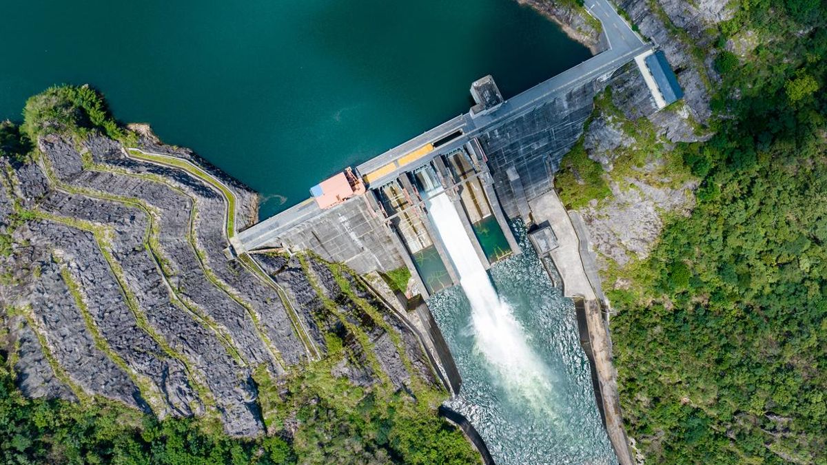 Vista aérea de una presa hidráulica
