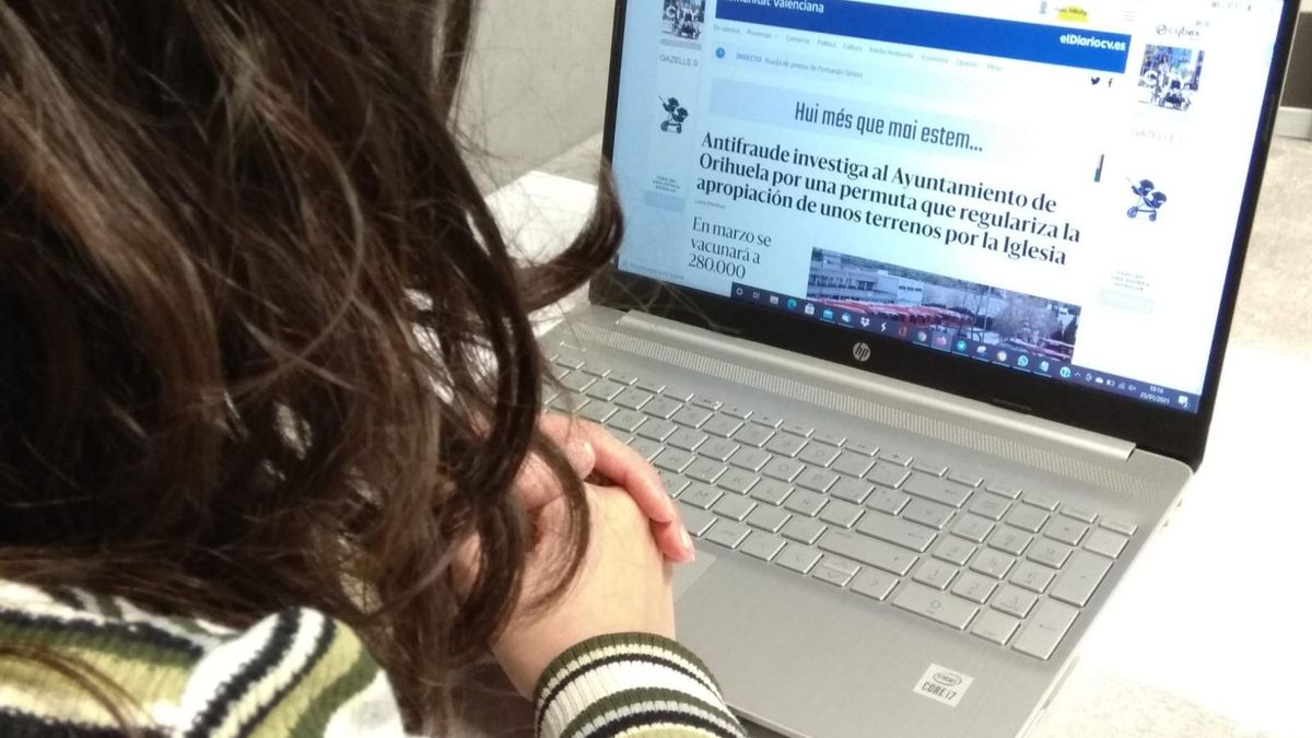 Una lectora consulta en su ordenador la edición valenciana de elDiario.es