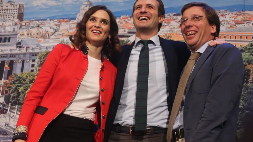 Isabel Díaz Ayuso, Pablo Casado y josé Luis Martínez-Almeida en una imagen de archivo.