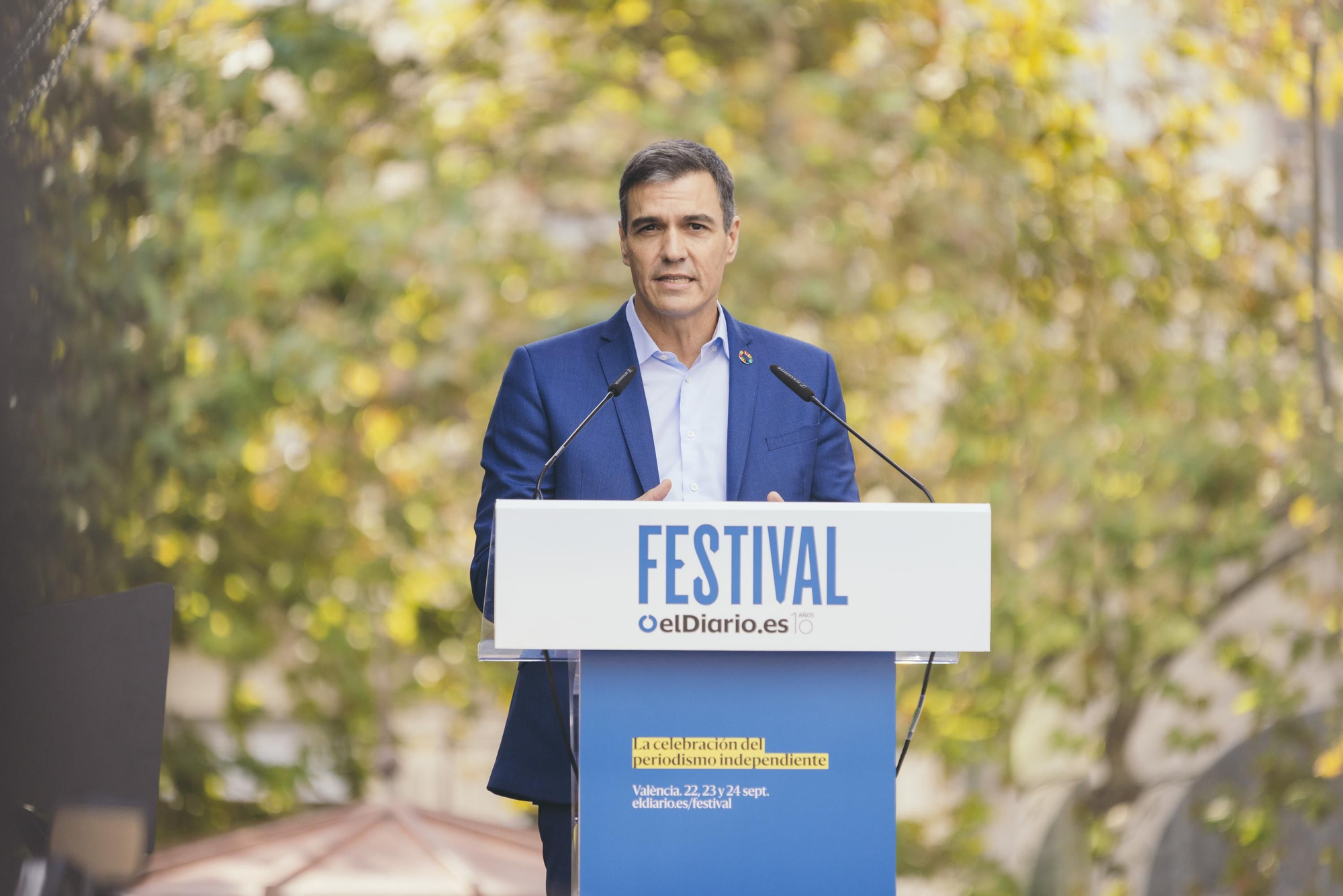 El Presidente del Gobierno, Pedro Sánchez, durante el acto celebrado con motivo del décimo aniversario de elDiario.es