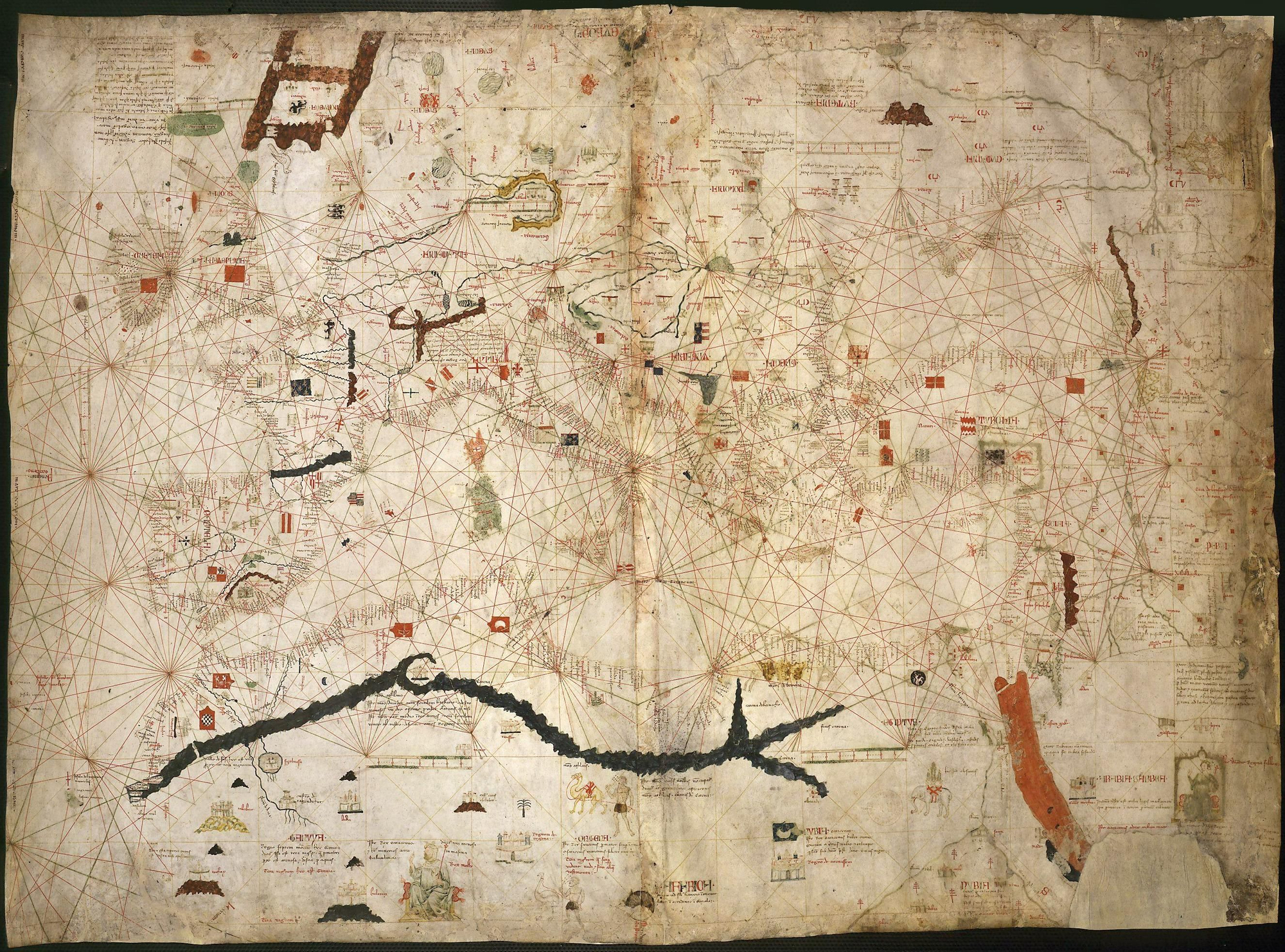 La Carta Portulana de Angelino Dulcert, con las islas de Lanzarote y Fuerteventura, es un mapa de navegación de 1339, año del ‘redescubrimiento’ de Canarias.