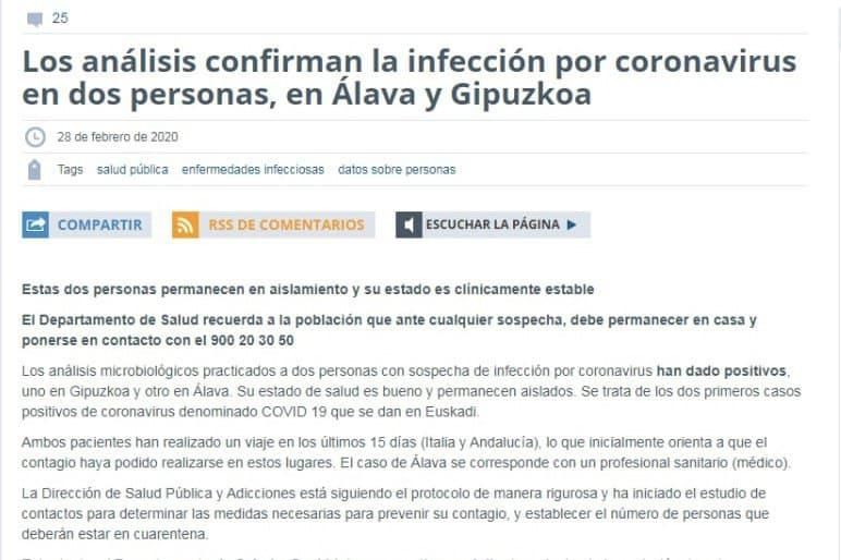 28 de febrero: Los primeros positivos confirmados